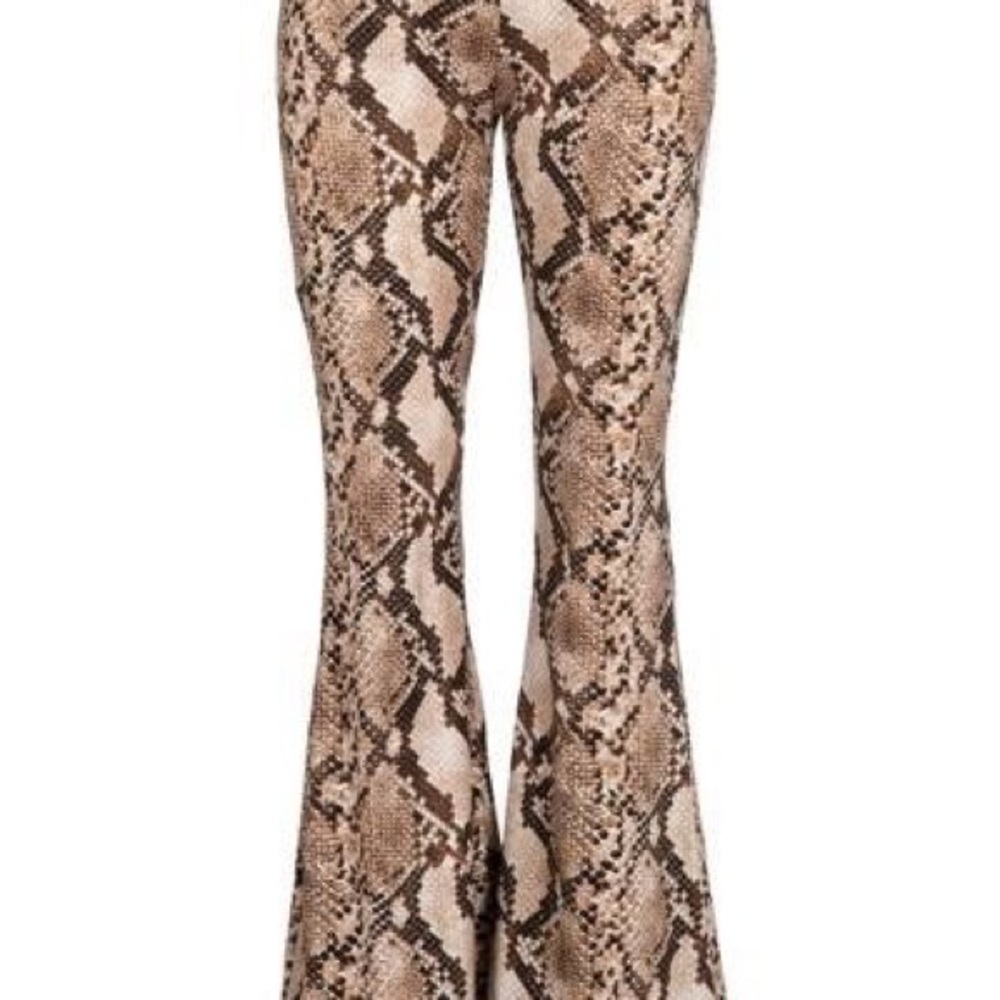 Snake print stretchy palooza bell bottom  pants
